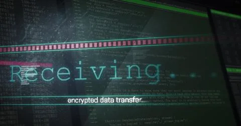 Image of data processing on red background Illustrazione stock