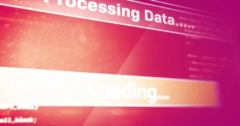 Image of data processing on red background Illustrazione stock