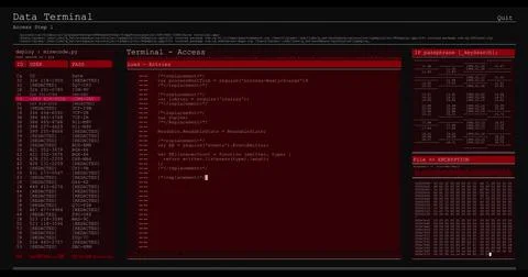 Image of data processing on red computer screens Stockillustratie