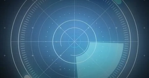 Image of data processing with scope scanning and icons on black background Stock Photos