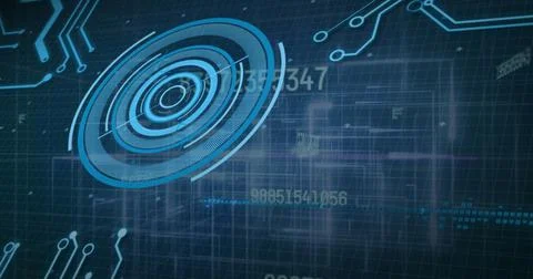 Image of data processing, scope scanning and computer circuit board Stockfoto's