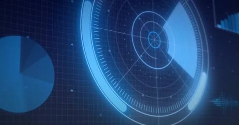 Image of data processing with scope scanning on black background 스톡 사진
