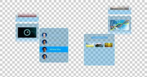 Image of data processing on screens over transparent background Ilustração Stock