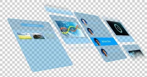 Image of data processing on screens over transparent background Ilustração Stock