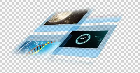 Image of data processing on screens over transparent background イラスト素材