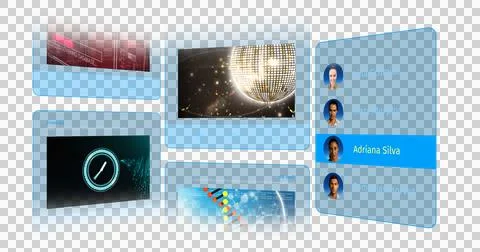 Image of data processing on screens over transparent background Stockillustratie