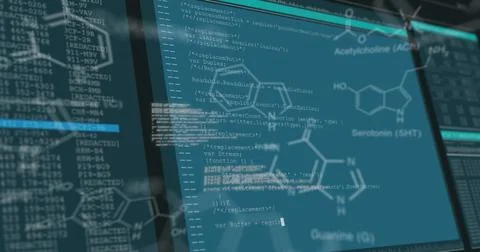 Image of data processing on screens over blue background 스톡 일러스트