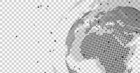 Image of data processing with spinning globe over transparent background Ilustração Stock