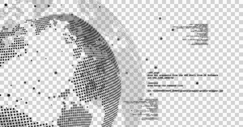Image of data processing with spinning globe over transparent background 스톡 일러스트