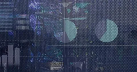 Image of data processing with statistics and computer servers Stock Illustration