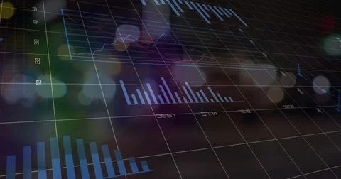 Image of data processing with statistics over grid Stock Photos