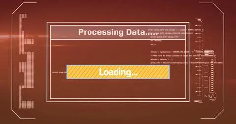 Image of data processing text over screen and computer servers Foto stock