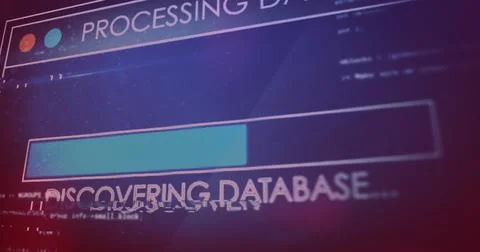 Image of data processing text over screen and computer servers Stock Photos