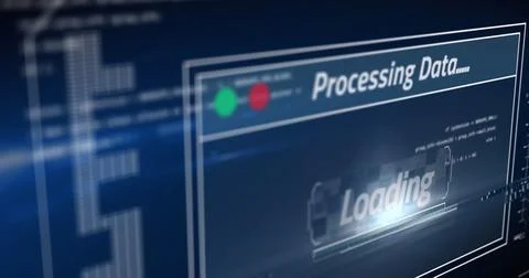 Image of data processing text over screen and computer servers 스톡 사진