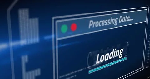 Image of data processing text overscreen and dark background Stockfoto's