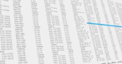 Image of data processing on white and blue computer screen Stock Illustration