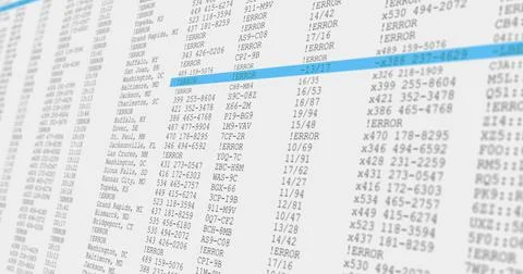 Image of data processing on white and blue computer screen Illustrazione stock