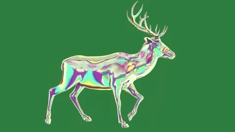 An image of a deer on green background and with is standing colorful Stock Footage 337035014