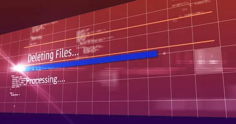 Image of deleting files text digital interface flickering on screen イラスト素材