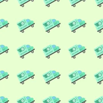Image of a delivery service machine on a light green background. Stock Illustration