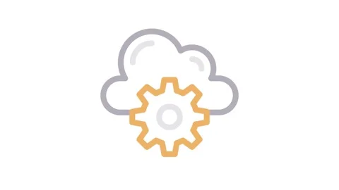 An image depicting cloud computing alongside a gear wheel. Stock Footage 334918588