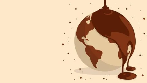 An Image Depicting a Globe Being Covered in Melting Chocolate Illustrazione stock