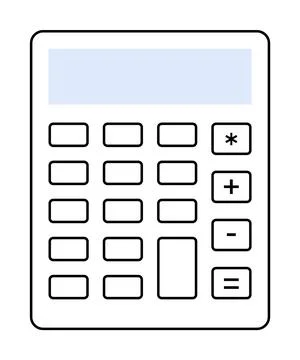 This image depicts a basic calculator featuring a display screen and buttons  Stock Illustration
