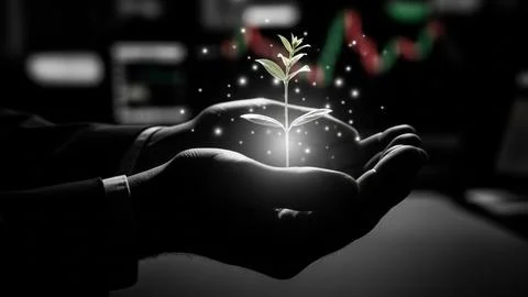 This image depicts an ecosystem with a central tree labeled . Stock Illustration