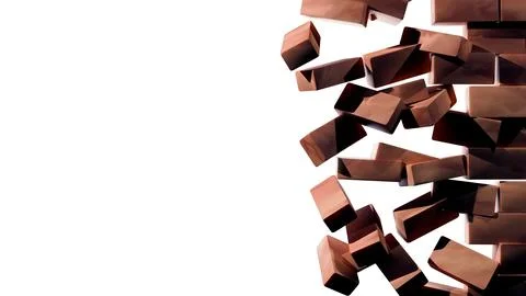 The image depicts falling brick wall pieces creating a scene of destruction and 스톡 일러스트