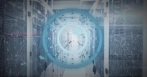 The image depicts a global network of computer servers processing data Illustrazione stock