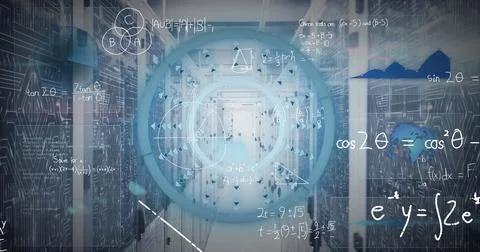 The image depicts a global network of computer servers processing data 스톡 일러스트