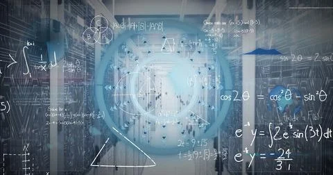 The image depicts a global network of computer servers processing data Stock Illustration