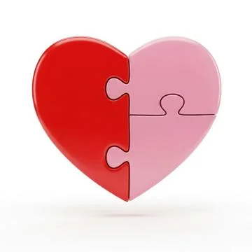 The image depicts a heart shape composed of two interlocking puzzle pieces... Stock Illustration