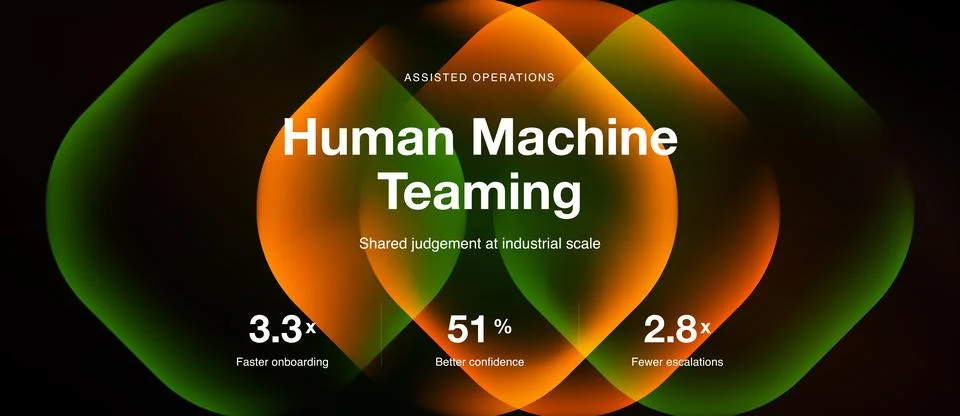 Image depicts human machine teaming concept. Overlapping circles show faster イラスト素材