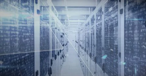 The image depicts a network of internet service providers or data processing Stock Illustration