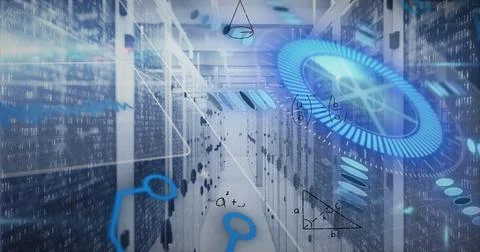 The image depicts a network of internet service providers or data processing Stock Illustration
