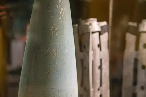 Image depicts a series of cylindrical objects metalglass tubes in descendin.. Stock Photos