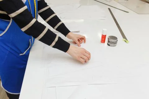 Image of designer hands working in workshop Stock Photos