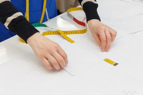 Image of designer hands working in workshop Fotos Stock