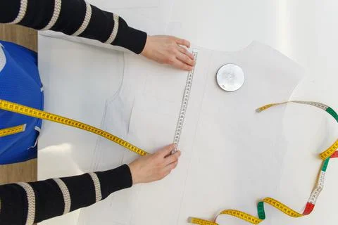 Image of designer hands working in workshop Stock Photos