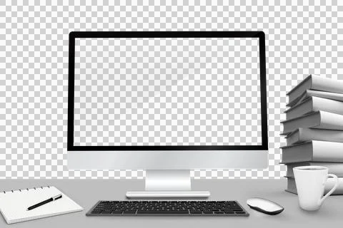 Image of a desk with computer Stock-Illustration