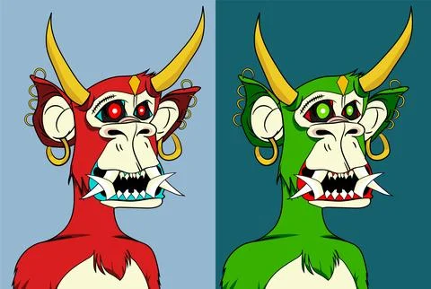 Image of devil evil monkeys with horns Illustrazione stock