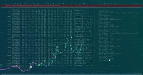 Image of diagram and data processing on blue background Stock Photos