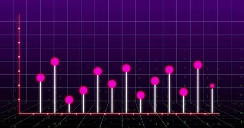Image of diagram and data processing on blue background Stock Photos