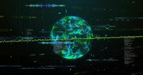 Image of diagram and data processing over globe Stock Photos