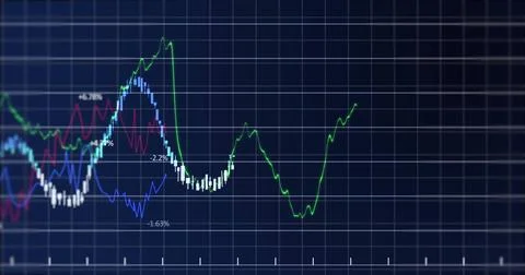 Image of diagram over data processing on black background イラスト素材