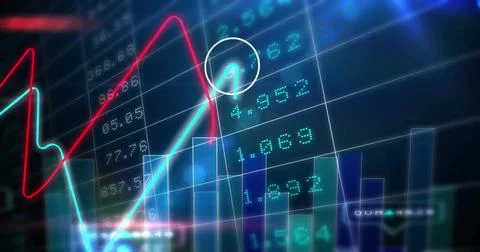 Image of diagrams and clock over data processing and world map Stock Photos