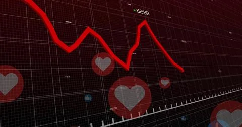 Image of diagrams and data processing over media icons Stock Illustration