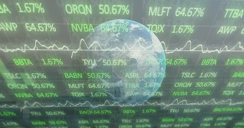 Image of diagrams and data processing over globe 스톡 일러스트