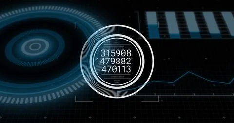 Image of diagrams and data processing over scope scanning Foto stock